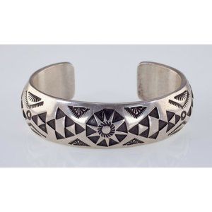 Amazing Navajo TAHE Sterling Silver Cuff Bracelet